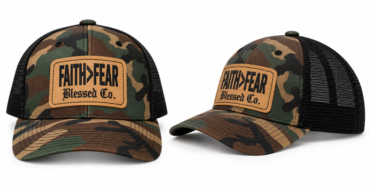 Faith>Fear Camo Trucker Hat